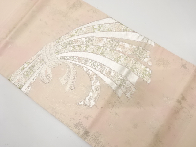 JAPANESE HIRAKI NAGOYA OBI / WOVEN FLOWER CLASSICAL PATTERN